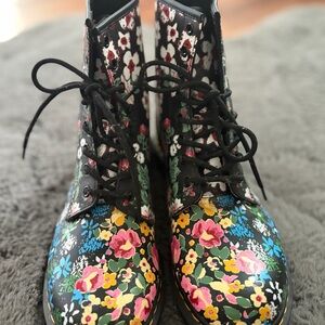 Dr. Martens Black Floral Combat Boots